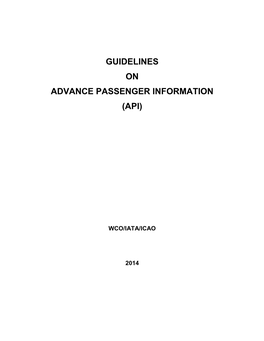 Guidelines on Advance Passenger Information (Api)