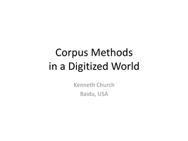 Corpus Methods in a Digitized World