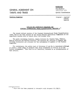 December 1974 TARIFFS and TRADE Special Distribution