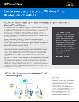 Simple, Smart, Secure Access to Windows Virtual Desktop Services with IGEL