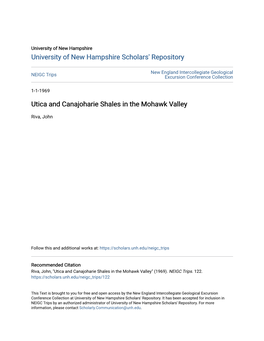 Utica and Canajoharie Shales in the Mohawk Valley