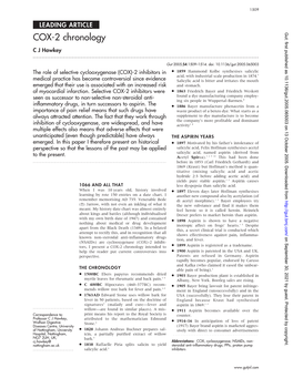 COX-2 Chronology C J Hawkey