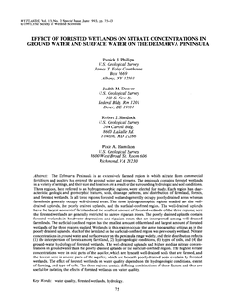 Effect of Forested Wetlands on Nitrate Concentrations in Ground Water and Surface Water on the Delmarva Peninsula