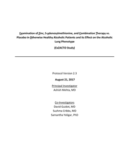 Study Protocol and Statistical Analysis Plan