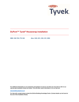 Tyvek® Housewrap Installation Sheet