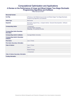 Computational Optimization and Applications