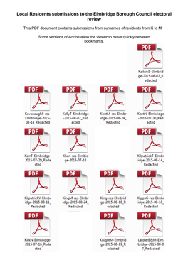 Local Residents Submissions to the Elmbridge Borough Council Electoral Review