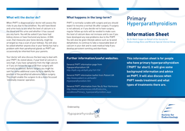 Primary Hyperparathyroidism General PHPT Information Page from Or If You Are Below the Age of 50 Then Surgery Will Hypoparathyroidism UK Normally Be Advised