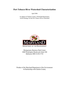 Port Tobacco River Watershed Characterization