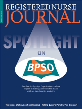 Best Practice Spotlight Organizations Celebrate 10 Years of Nursing Innovation Thatmakes Evidence-Based Practice Apriority