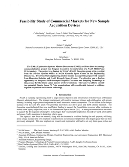 Feasibility Study of Commercial Markets for New Sample Acquisition Devices