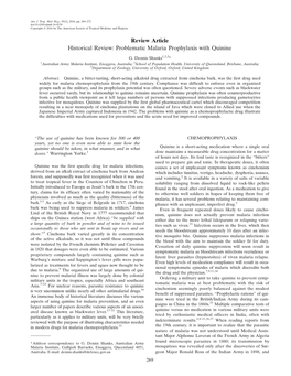 Problematic Malaria Prophylaxis with Quinine