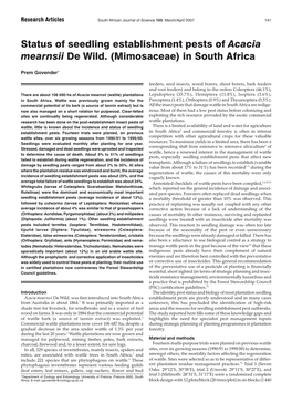 Status of Seedling Establishment Pests of Acacia Mearnsii De Wild