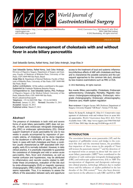 Conservative Management of Cholestasis with and Without Fever in Acute Biliary Pancreatitis