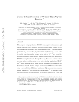 Nuclear Isotope Production by Ordinary Muon Capture Reaction $