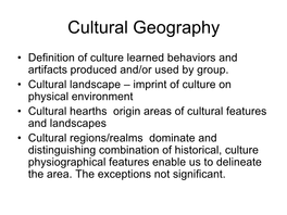 Cultural Geography