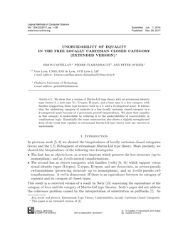 Undecidability of Equality in the Free Locally Cartesian Closed Category (Extended Version) ∗