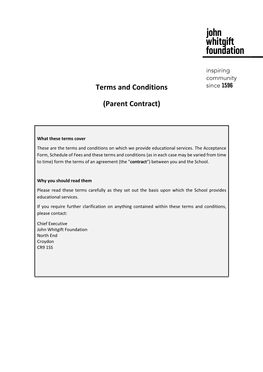 Terms and Conditions (Parent Contract)