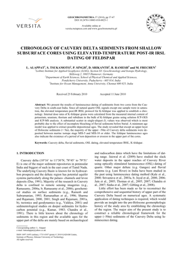 Chronology of Cauvery Delta Sediments from Shallow Subsurface Cores Using Elevated-Temperature Post-Ir Irsl Dating of Feldspar