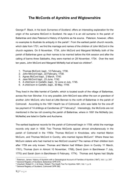 The Mccords of Ayrshire and Wigtownshire