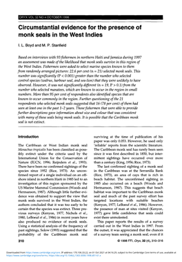 Circumstantial Evidence for the Presence of Monk Seals in the West Indies