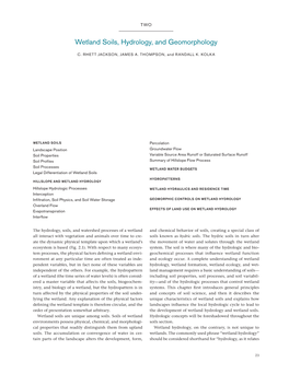 Wetland Soils, Hydrology and Geomorphology