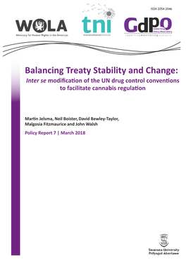 Balancing Treaty Stability and Change: Inter Se Modification of the UN Drug Control Conventions to Facilitate Cannabis Regulation