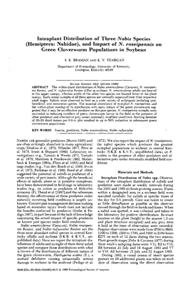 Intraplant Distribution of Three Nabis Species (Hemiptera: Nabidae)., and Impact of N