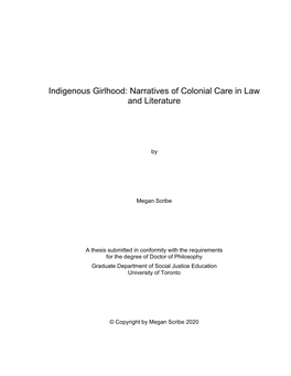 Indigenous Girlhood: Narratives of Colonial Care in Law and Literature