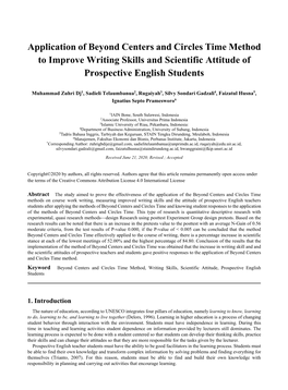 Application of Beyond Centers and Circles Time Method to Improve Writing Skills and Scientific Attitude of Prospective English Students