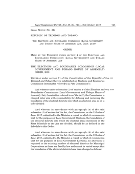 Legal Notice No. 314, Vol. 58, No. 140, 12Th October, 2019