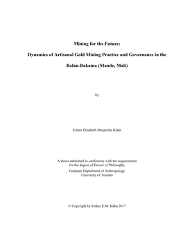 Dynamics of Artisanal Gold Mining Practice and Governance in The