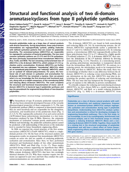 Structural and Functional Analysis of Two Di-Domain Aromatase/Cyclases from Type II Polyketide Synthases