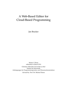 A Web-Based Editor for Cloud-Based Programming