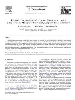 Soil–Water Conservation and Rainwater Harvesting Strategies in the Semi-Arid Mzingwane Catchment, Limpopo Basin, Zimbabwe