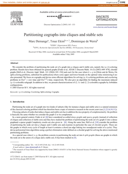 Partitioning Cographs Into Cliques and Stable Sets