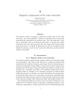 9 Magnetic Confinement of the Solar Tachocline