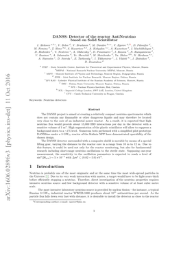 Arxiv:1606.02896V3 [Physics.Ins-Det] 11 Oct 2016 1Corresponding Author; E-Mail: Egorov@Jinr.Ru