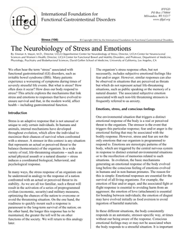 The Neurobiology of Stress and Emotions By: Emeran A