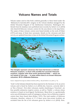 Volcano Names and Totals