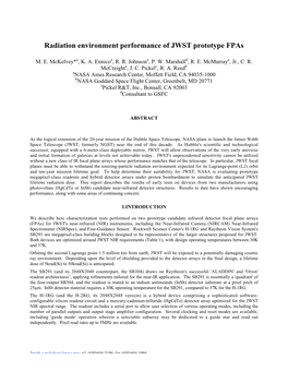 Radiation Environment Performance of JWST Prototype Fpas