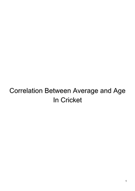 Correlation Between Average and Age in Cricket