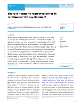 Thyroid Hormone Regulated Genes in Cerebral Cortex Development