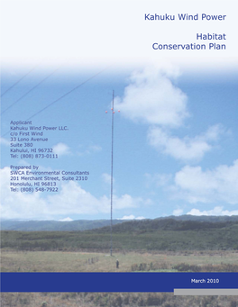 Kahuku Wind Power Habitat Conservation Plan