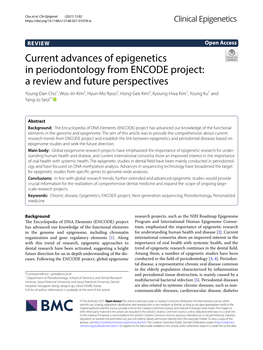 Current Advances of Epigenetics in Periodontology from ENCODE Project