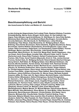 Beschlussempfehlung Und Bericht Des Ausschusses Für Kultur Und Medien (21