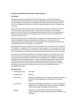 North Devon Development Boundary Criteria