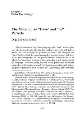 The Macedonian “Have” and “Be” Perfects