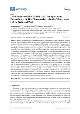 The Presence of IUCN Red List Tree Species in Dependence of Site Characteristics in the Vietnamese Cat Ba National Park