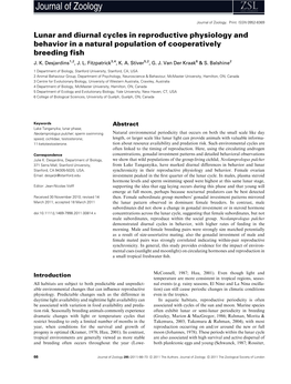 Lunar and Diurnal Cycles in Reproductive Physiology and Behavior in a Natural Population of Cooperatively Breeding Fish J